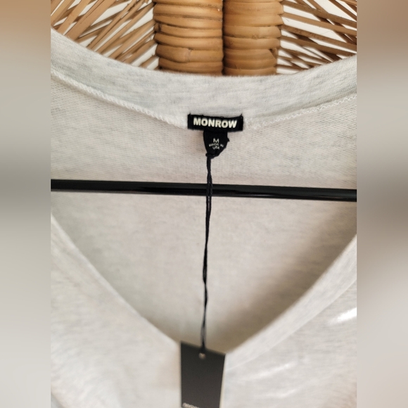 Monrow Dress Size M NEW Light gray Short Tie at Skirt Front Long Sleeve Knit - Picture 2 of 4